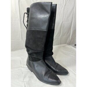 Ipanema Women's Knee High Black Riding Boots Pull On Size 8 M lace up Brazil